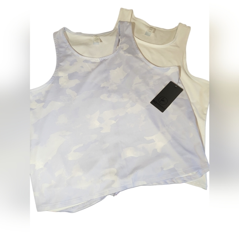 90 DEGREE By Reflex 2 pk Tie Dye Camo Lavender & White Tank Tops Size L - Picture 6 of 8